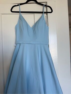 Light Blue A-Line Dress with V-Neck
